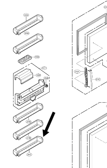 Lg Fridge Lowest Door Shelf lower for fridge side AAP32860306 241E or 205A_description(1)