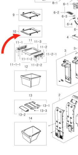 samsung fridge Shelf 2nd from top FREEZER SIDE SRS 580 DHLS, SRS580DHLS, SRS584HDB SRS585HDIS SRS599HNW ***06928A_description(1)