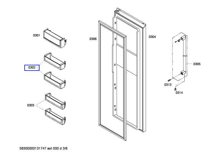 Bosch fridge door bottle shelf KAN58A40AU/06, KAN58A40AU/07, KAN58A40AU/08 *5819_description(1)