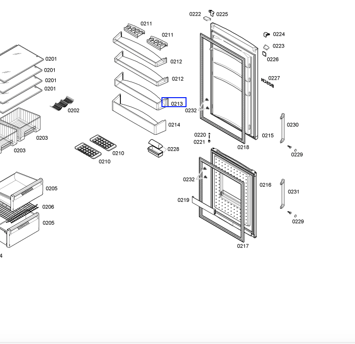 BOSCH FRIDGE DOOR middle SHELF KDN45X00AU, KDN36X44, 570x70x110mm_description(1)