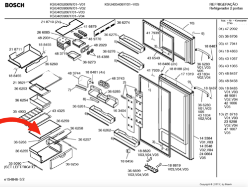 Bosch Fridge Veggie Bin Cover Rear ksu445206w/01 fd8307005508,_description(1)