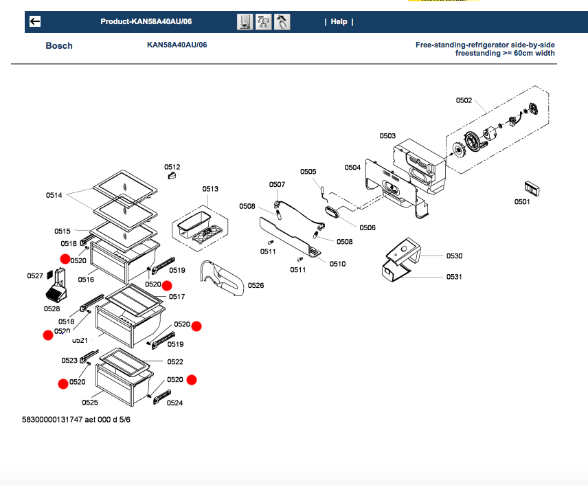 Bosch Fridge Veggie Bin Vegitable container rail slide Screw KAN56V10AU, KAN58A40, KAN58A70, KAN58A50_description(1)