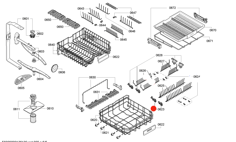 Bosch Dishwasher lower or bottom Rack flips tine front left SBI69m15, SMU50E35, SMU68M05, SMU68M05, SMS50E52, SMU50E05, SM_description(1)