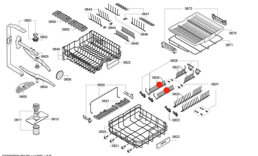 Bosch Dishwasher lower or bottom Rack dish holder rear left side SBI69m15, SMU50E35, SMU68M05, SMU68M05, SMS50E52, SMU50E05, SM_description(2)