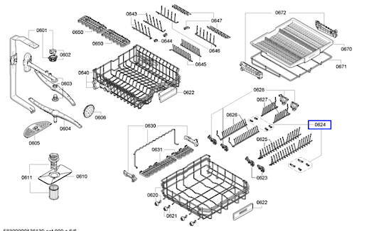 Bosch Dishwasher Lower/Bottom Rack Tine Clip/Flip/Holder - SBI69M15, SMU50E35, SMU68M05, SMU68M05, SMS50E52, SMU50E05,_description(2)
