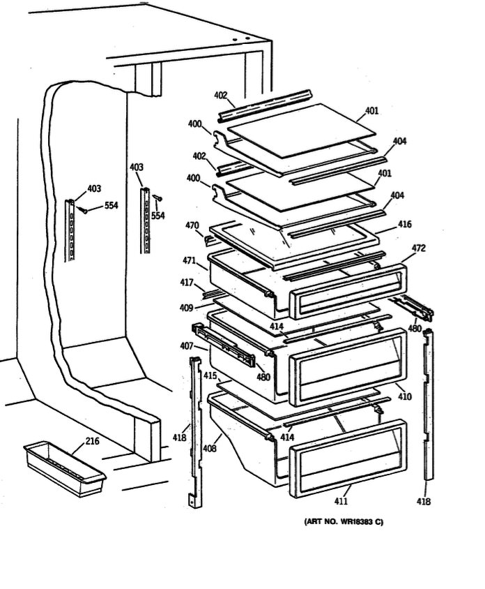 Ge and fisher paykel fridge and freezer slide side rail for shelf FPG21JRBWW, FPG21KRBBS,_description(1)