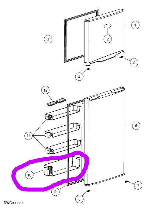 Haier Fridge Freezer Large Shelf on Door HRZ-322, 61143-b, 61143-a HRZ322,_description(1)