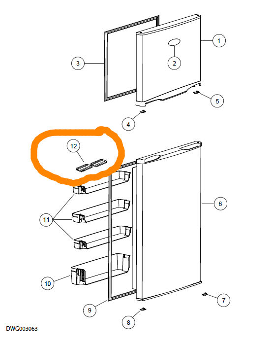 Haier Fridge egg tray on Door RF217TCRW1, HRFZ-213, HRFZ213SS, *HR05X01126_description(2)