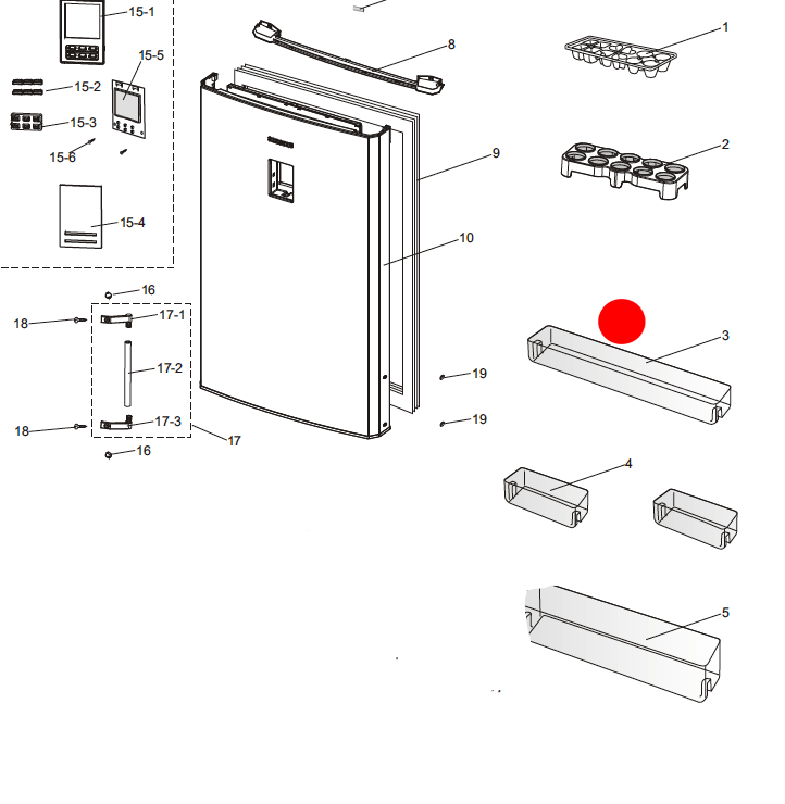 samsung fridge door middle Shelf Guard DA63-03781A_description(1)