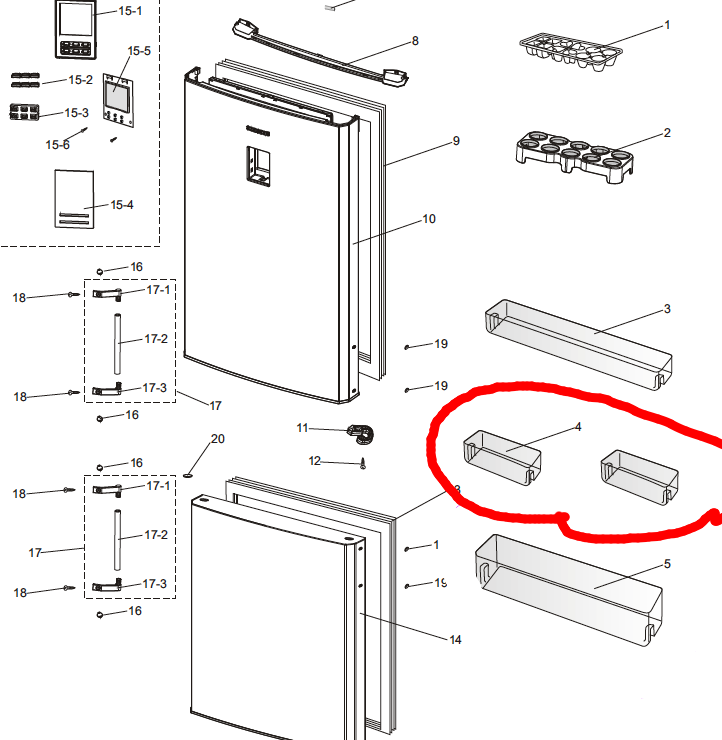 samsung fridge door small Shelf RL34EGPS1/XSA, RT2BS, SLR321MIS, SRL321MIS, SRL322MW, DA63-03799A_description(1)