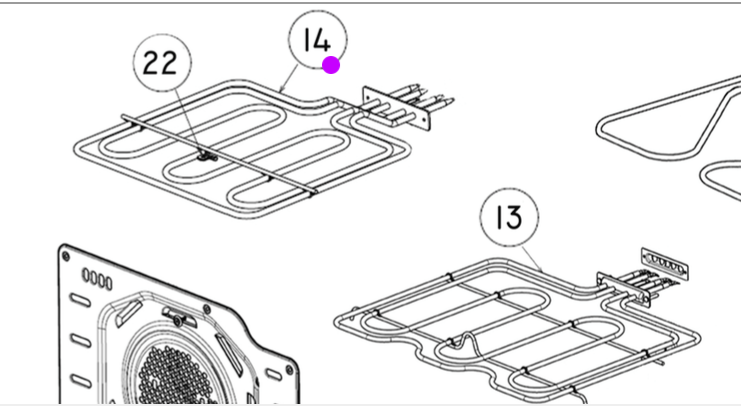 Delonghi Fisher Paykel Elba Oven Upper Top Element small on double oven OB60BCEW, OB60, OB60BDE, OB60NL,_description(2)