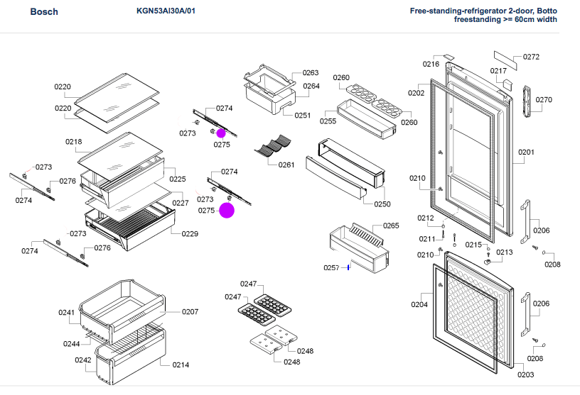 BOSCH FRIDGE Hookclip for telescopic drawer rail white KGN53AI30A, front lower_description(1)