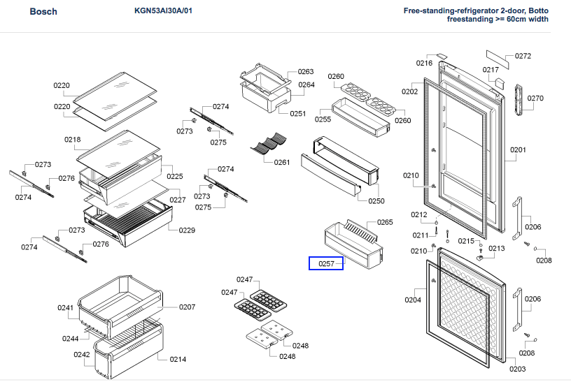 Bosch Fridge Door Bottle Shelf KGN53AI30A, KGN49S50, KGN57AI22, KGN49AR20, KGN49AR20, KGN53AW30A, **2274_description(1)