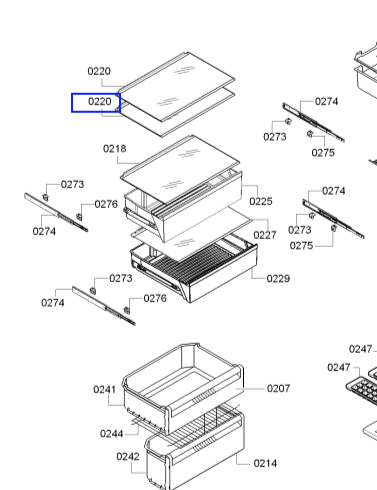Bosch fridge glass shelf top KGN53AI30A, KGN53AW30A/03, KGN53AI30A/07_description(1)