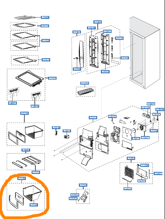 Samsung Fridge Vege Drawer SRS583HDP, RSH1DKRS, RSH1DKRS1/XSA, RSH1NTRS , RSH1NKRS1/XSA, SRS582HDW, RSH1DTSW1/XSA, SRS583HDP,_description(1)