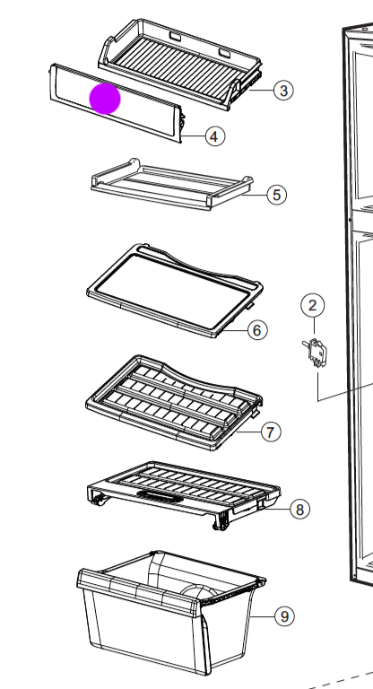 Samsung Fridge Chill shelf Cover Fresh Room cover SR254MW, SR255MLS , *373A_description(1)