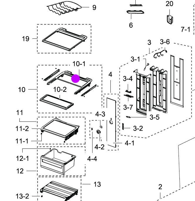 Samsung Fridge Shelf REAR only SRS690GDLS, RSG5DUPN1/XSA, RSG5DURS1/XSA, RSG5DUSL1/XSA, RSG5FUBP1/XSA, RSG5FURS1/XSA, 01930B_description(1)