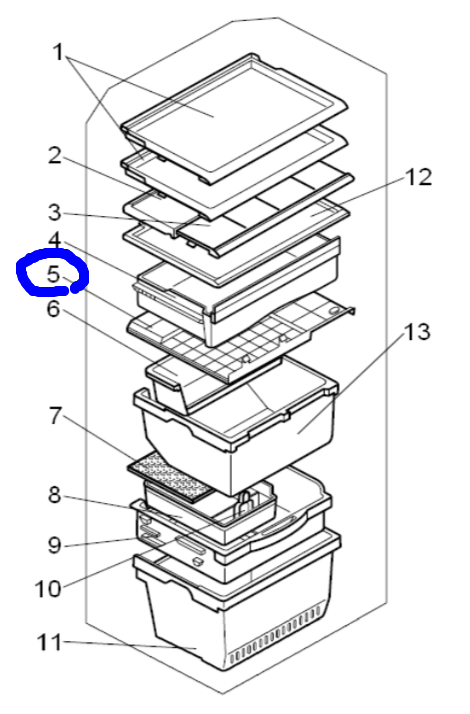 Mitsubishi Fridge Veggie Bin Cover Shelf or COVER VEGE MR375/405B, MR-C375B, MR-C405B, MR-C375C, MR-C405C, MR-C375C-R (includes_description(2)