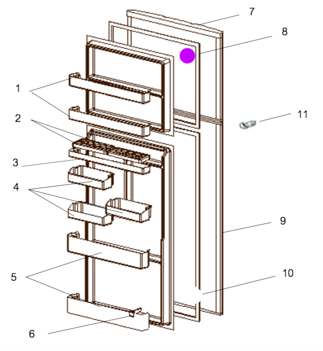 Mitsubishi freezer Door Seal Gasket MR385S, 385SL, MR-385R, MR-385S, MR-385T, MR-385U, MR-385X, MR-385B, **H79111_description(1)