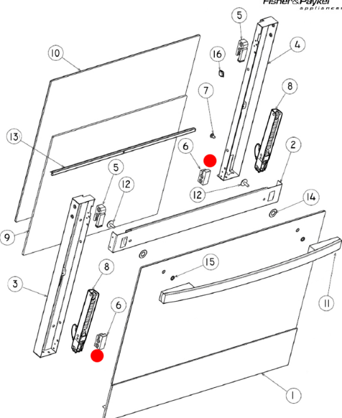 Fisher Paykel Oven Door Glass Inner OB60 Holder Spacer Bottom 3 Pane, 574151_description(1)