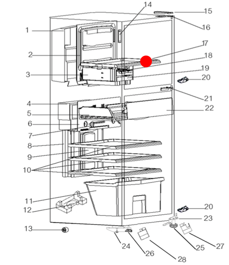 Mitsubishi Freezer Shelf Freezer section MR385R, MR385S, MR385T, MR385U, MR385X, MR420R, MR420S, MR420T, MR420U, MR420X,_description(1)