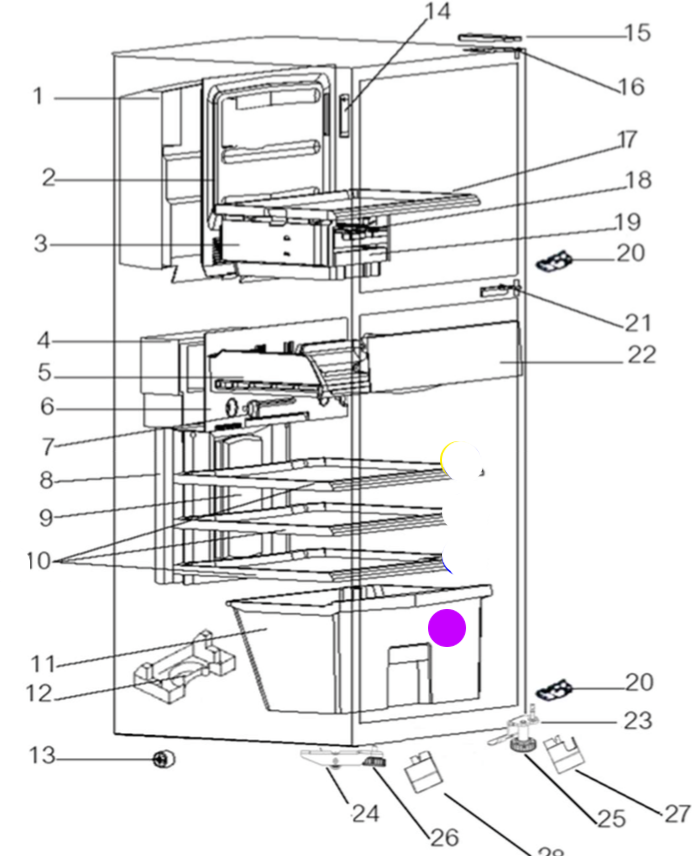 Mitsubishi Fridge Veggie Bin Vegetable Case BIN VEGE MR385/420E: MR385E MR420E MR385E-ST MR420E-ST MR385T, MR385U, ***V68405_description(1)