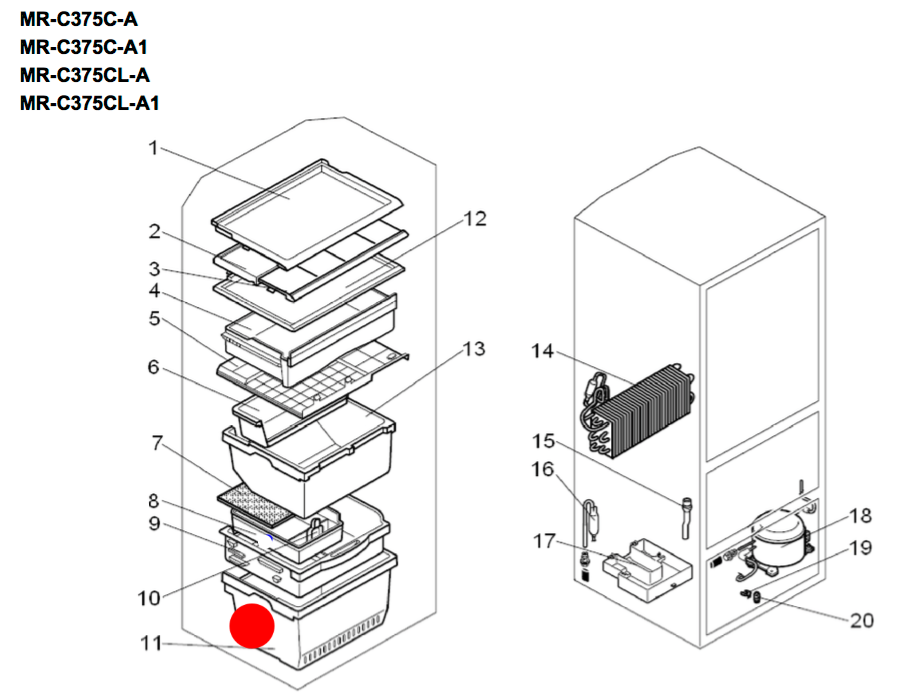 Mitsubishi freezer bin c375c, C405C BF390C C405B BF325C BF290C_description(1)