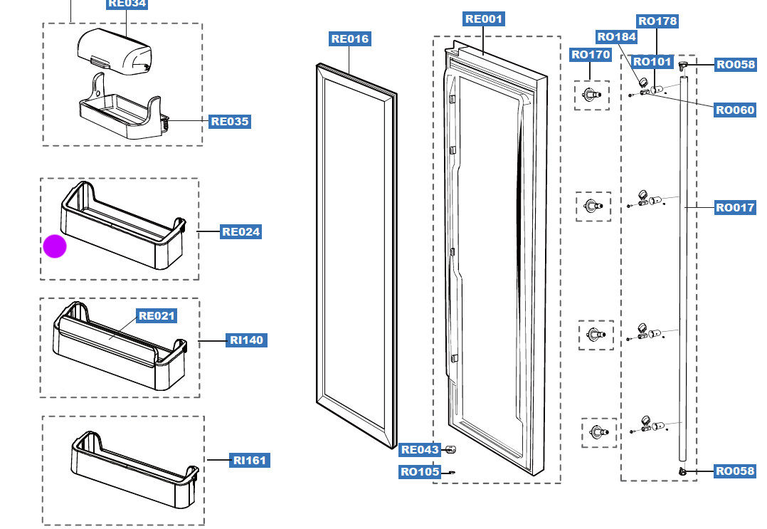 samsung fridge door Bottle shelf Middel Top RS23HDURS1/XSA, RS23HNURS1/XSA, RSH3DKRS1/XSA, RSH3DKSW1/XSA, RSH3KKRS1/XSA, RSH3NKR_description(1)