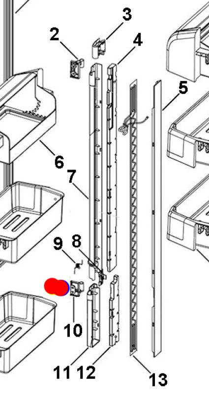 Haier Fridge Freezer Door Spring Hinge Lower Mullion Trim HTD647SS, H0060218821_description(1)