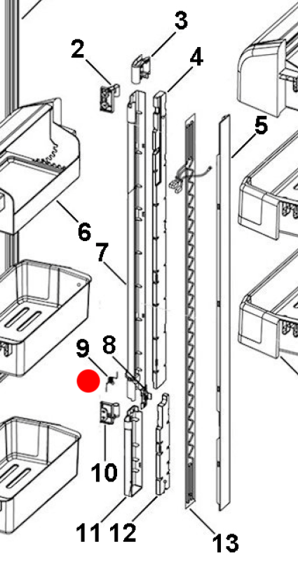 Haier Fridge Freezer Door Spring Mullion HTD647SS, H0060163734_description(1)