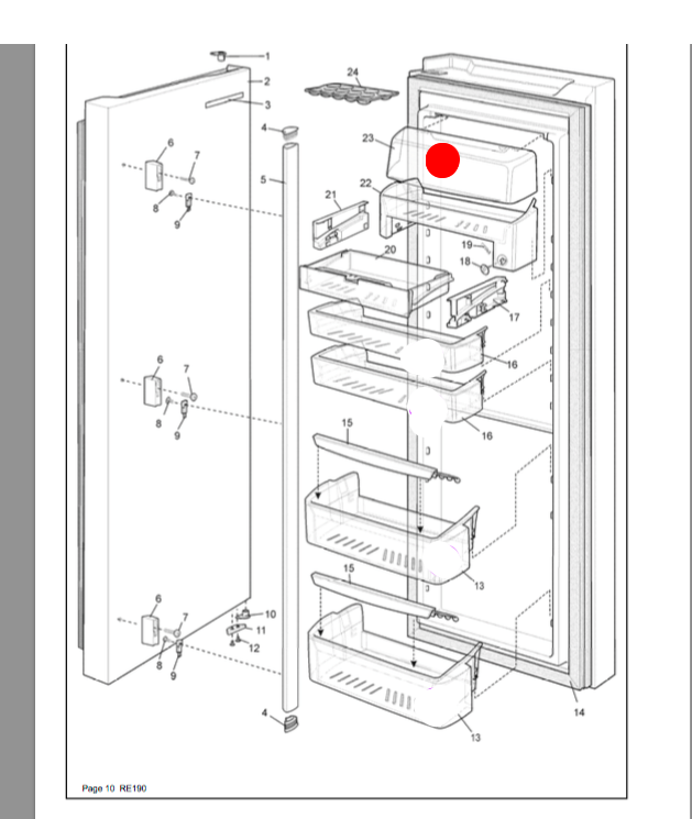 Westinghouse and Simpson fridge Door top shelf lid cover WSE6100WA, **45703, _description(1)