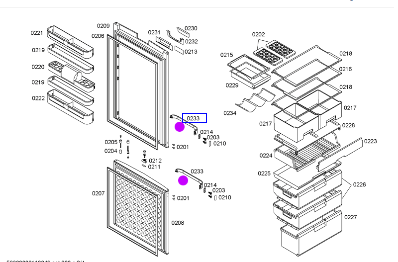 Bosch Fridge freezer Handle KSU405906W, Silver, KSU405206W, NO LONGER AVAILABLE_description(1)
