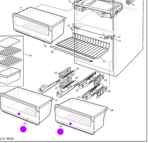 WESTINGHOUSE FREEZER BIN Facia WBE4000SB , WBE4300SB,_description(1)