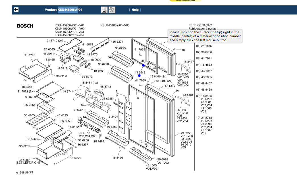 Bosch Frezzer Side door seal KSU445906W, 642MM X 518MM No Longer Available_description(1)