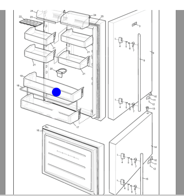 Westinghouse Simpson Electrolux fridge MIDDLE SHELF EBM5100WA EBM5100SA EBM5107SC ETM5207SC_description(1)