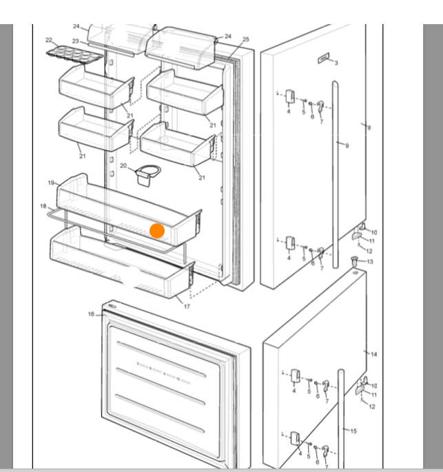 Westinghouse Simpson Electrolux fridge MIDDLE SHELF EBM5100WA EBM5100SA EBM5107SC ETM5207SC_description(2)