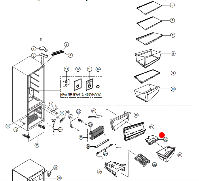 Panasonic Freezer Tray or Bin Upper NR-BW465,NR-BW415, NRBW415, NRBW465,_description(1)