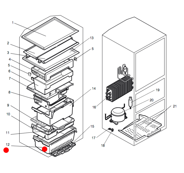 MITSUBISHI Freezer Bin Lowest MRCU375P, MRCU415P, MRCU375T, MRCU415T, MRCU375U, MRCU415U, MRCU375X, ***HJ3475 _description(1)