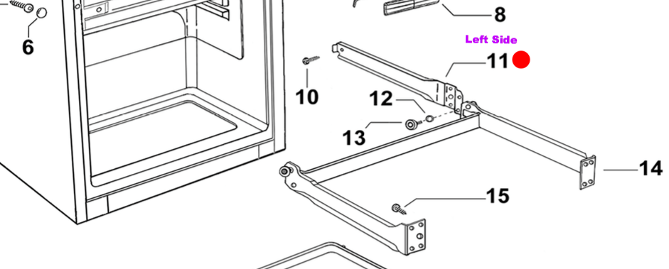 fisher paykel fridge Veggie bin or Crisper Bin roller Wheels Side Rail Left Side E415H Series,_description(1)