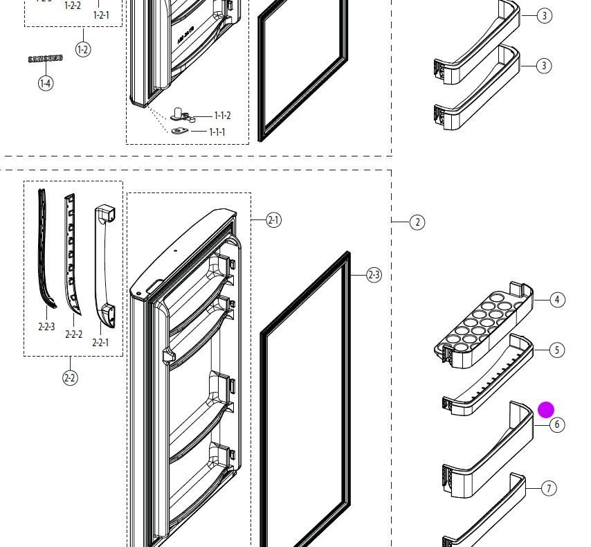 Samsung Fridge Door Bottle Shelf - SR215MW SR216NME SR223NME SR236MW SR237NME SR244NME,_description(2)