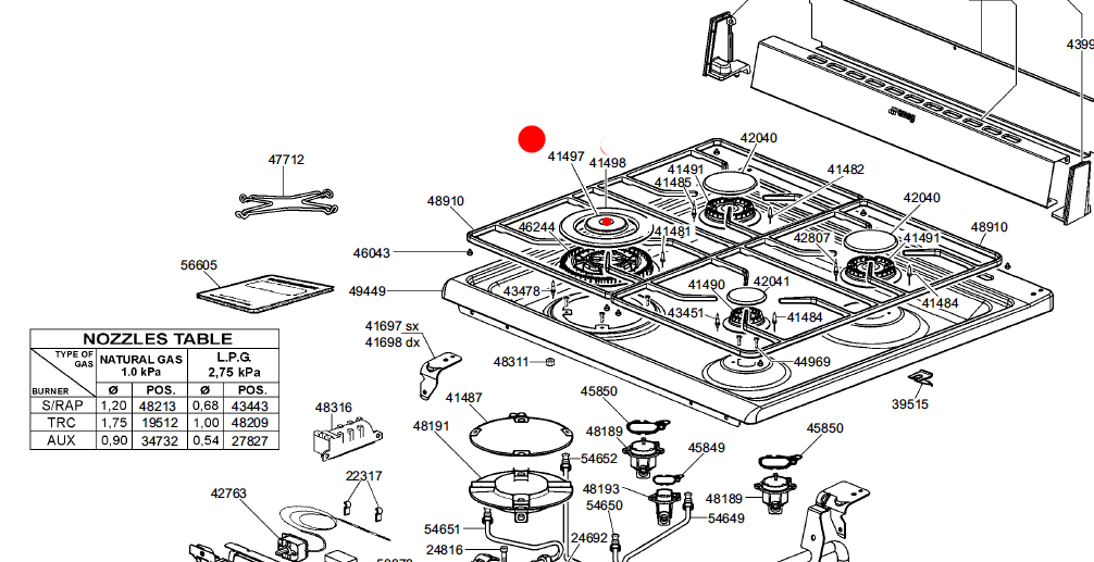 Smeg Cooktop Central Wok Burner inner cap, Diameter: 61mm, version 1_description(2)