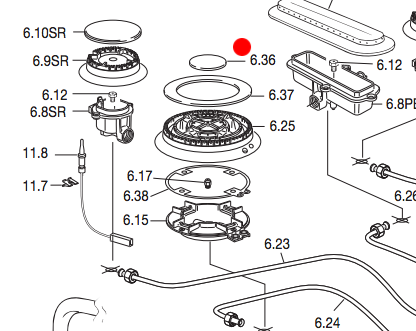 Delonghi Oven Double Ring Burner-cap Ring small D61G (Brass),_description(1)