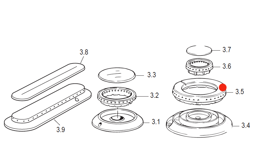 Delonghi Oven Double Ring Burner-head  FEG900X, feg900x, feg600x,_description(1)