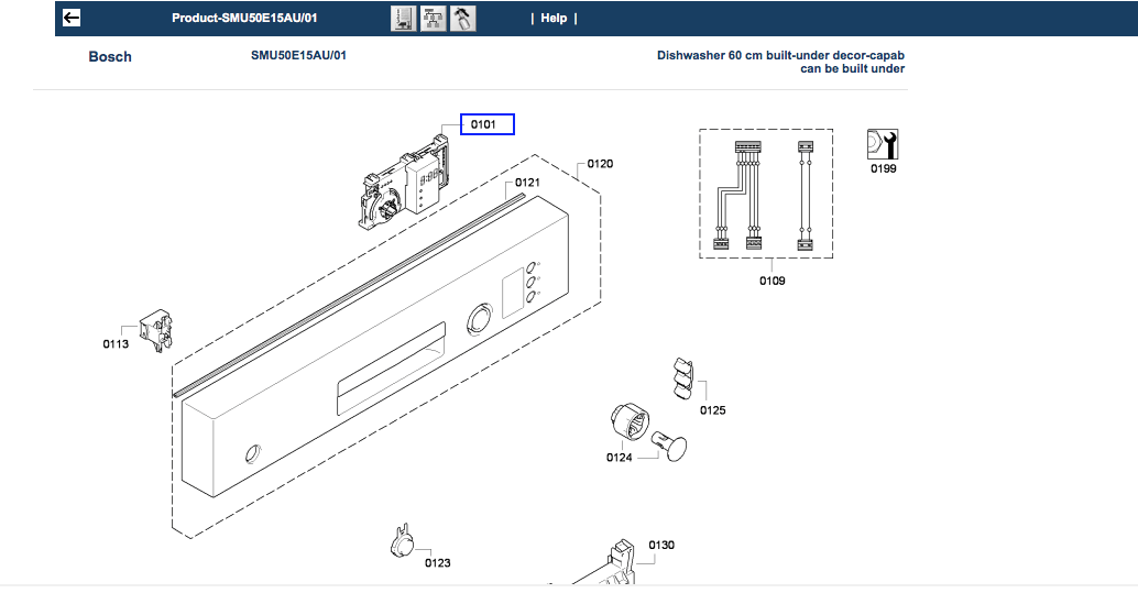Bosch Dishwasher Start Switch Operating Module Display Board SMU50E15AU,_description(1)