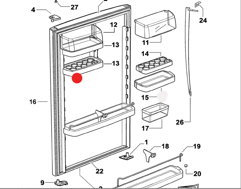 Elba Fisher Paykel fridge door Half Shelf LEFT_description(1)