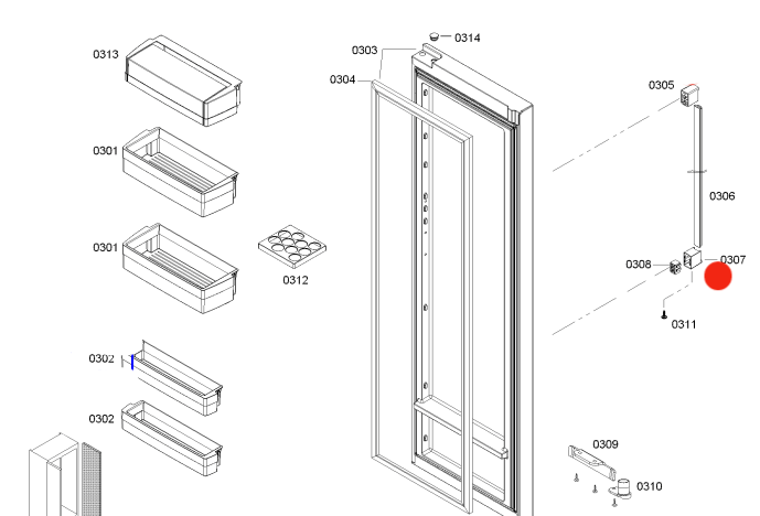 BOSCH FRIDGE DOOR Handel Holder Lower Bottom KAN62v40au,_description(1)