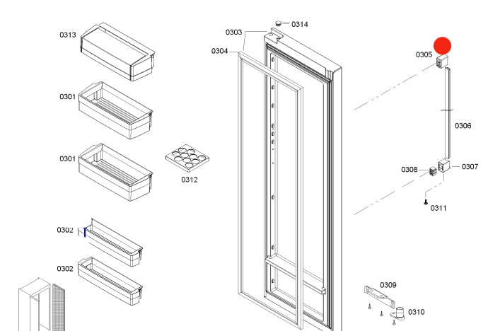 BOSCH FRIDGE DOOR Handel Holder Top KAN62v40au,_description(1)