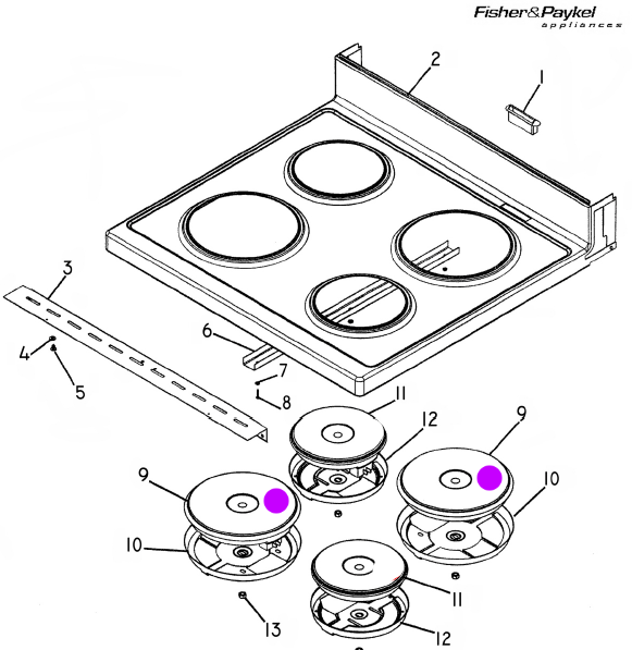 Elba Fisher Paykel Freestanding pepper Oven Top Solid Element 533049p ORIGINAL F&P_description(1)