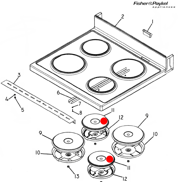 Elba Fisher Paykel Freestanding pepper Oven Top Solid Element Small RA6103MEWC, FPRA6103MEWC, RA6103AWC, *548P_description(1)