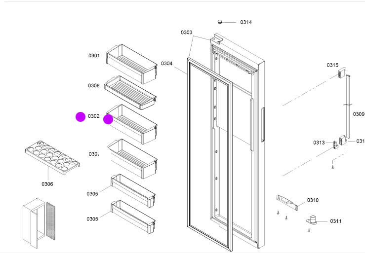 Bosch Fridge DOOR SHELF 3rd from top KAD92AI20A,_description(2)